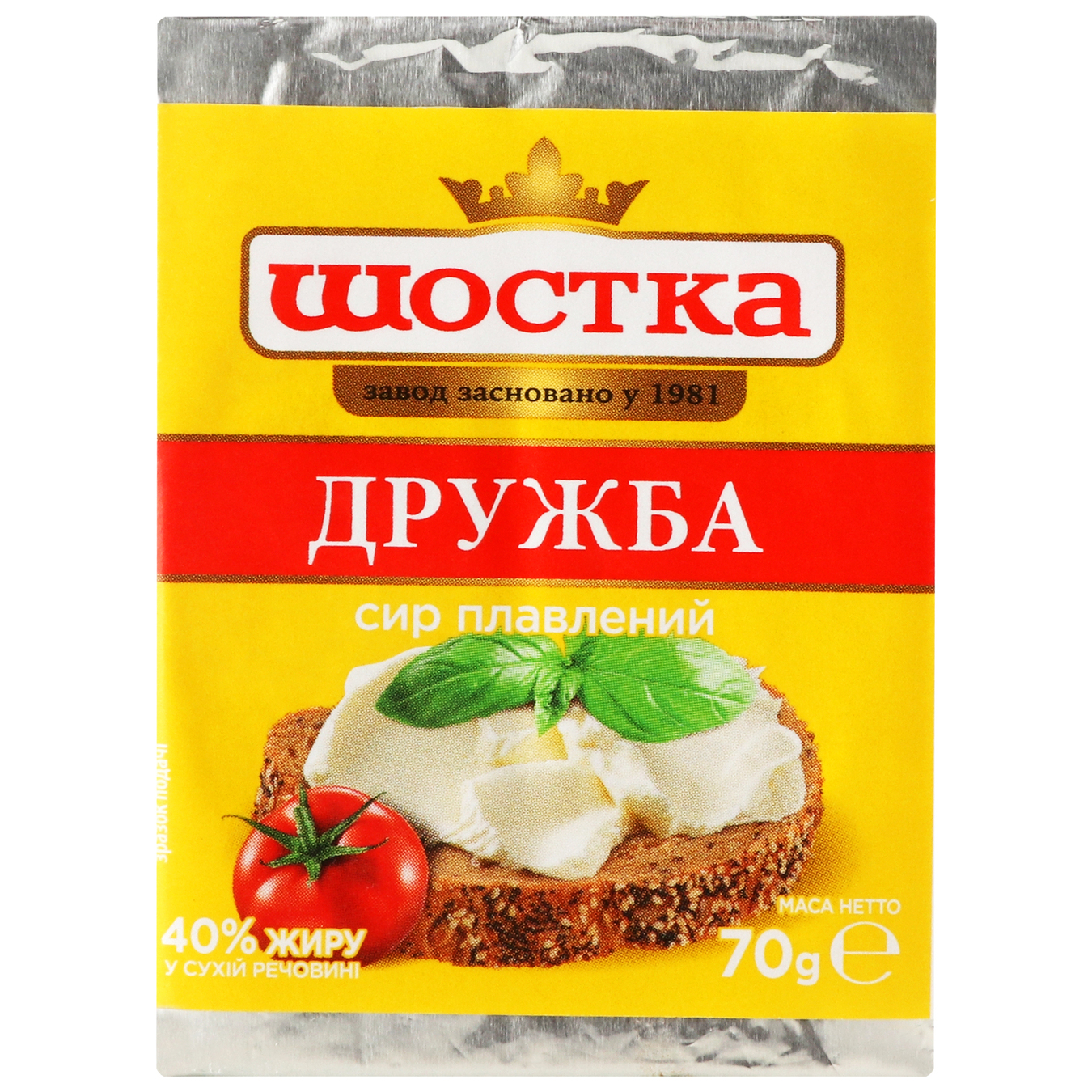 Cheese Shostka melted Druzhba 40% 70g