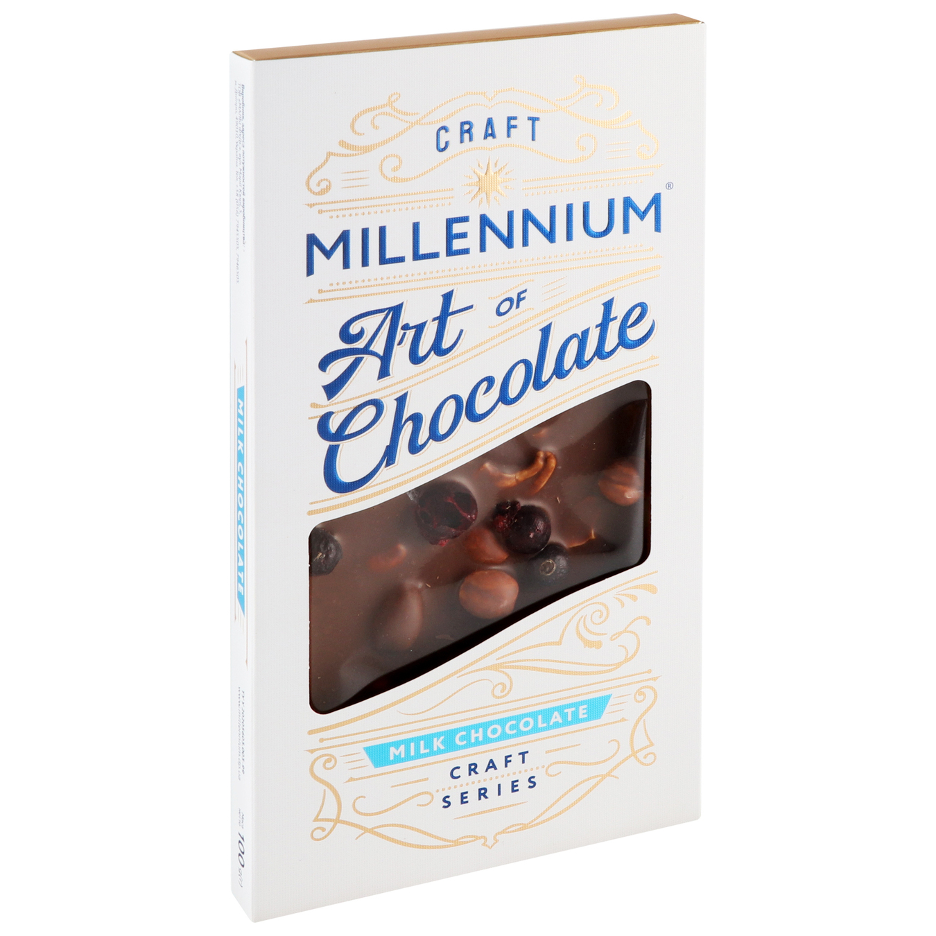 Шоколад Millennium Series молочный с кешью, фундуком, миндалем и смородиной 100г 3