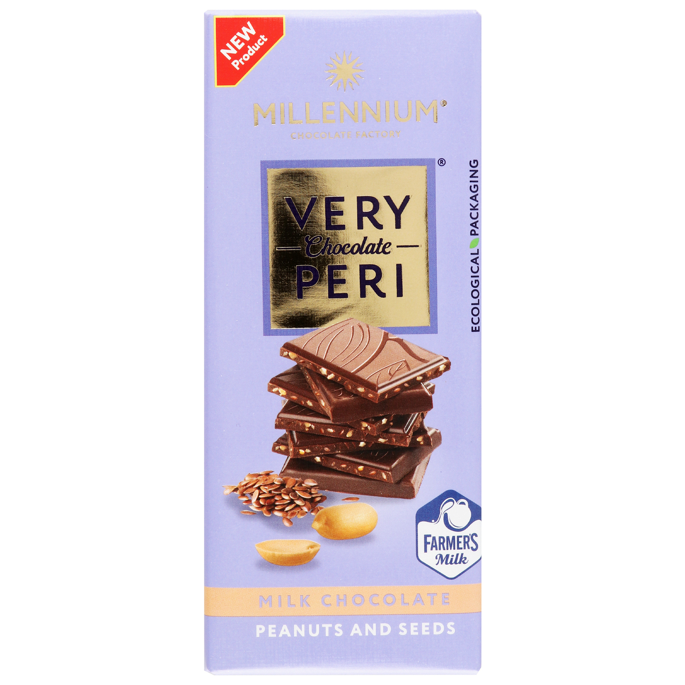 Millennium Very Peri milk chocolate with peanuts, flax and chia 85g