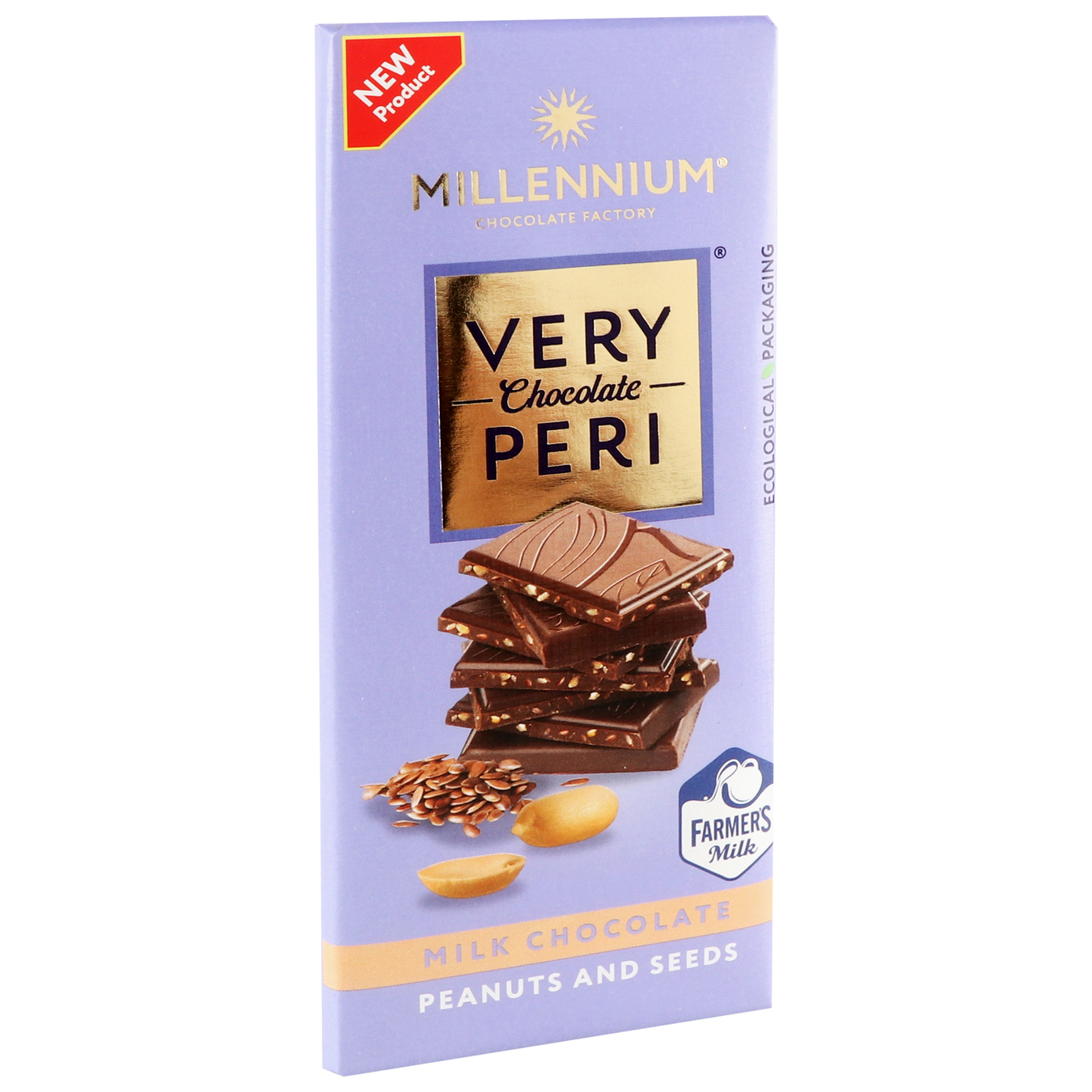 Millennium Very Peri milk chocolate with peanuts, flax and chia 85g 2