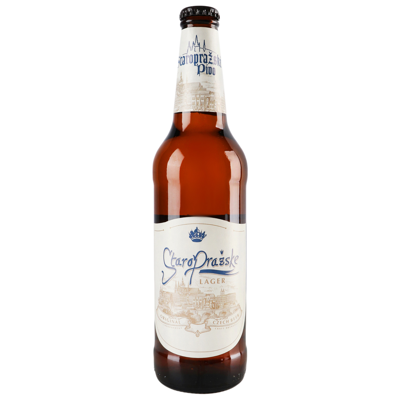 Light beer Staroprazske Lager filtered 5% 0.5 l