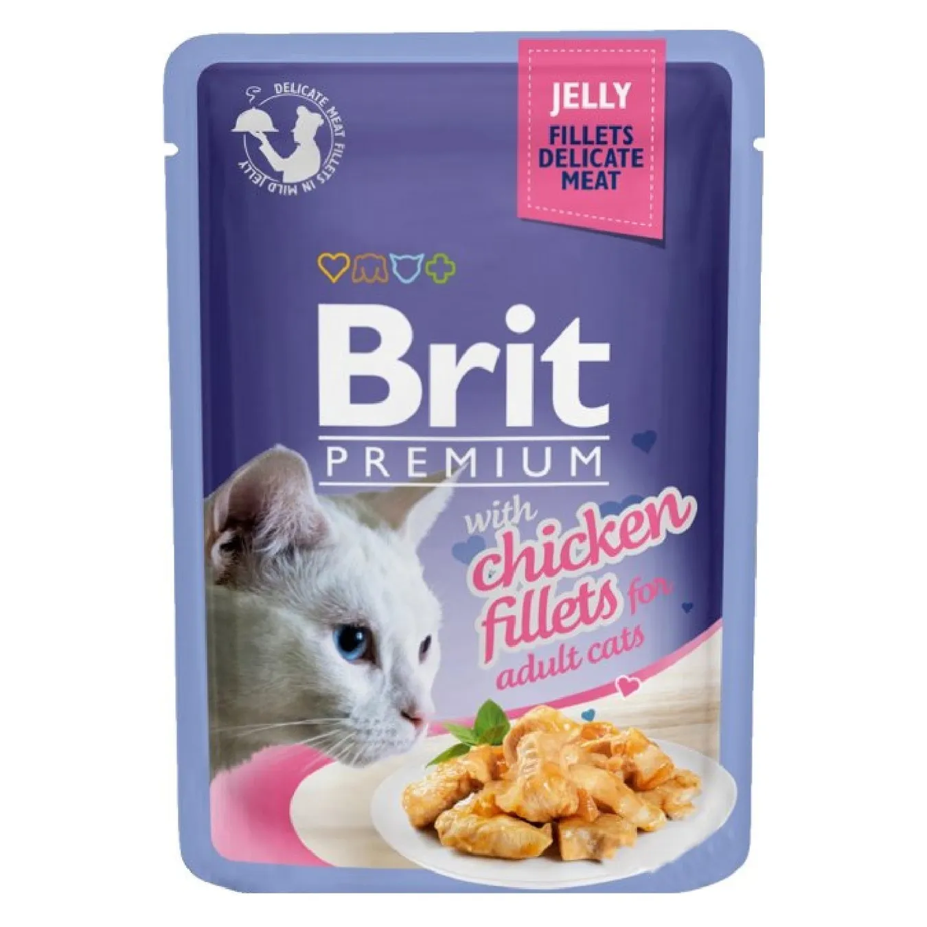 Корм Brit Premium консервований філе курки в желе для котів 85г