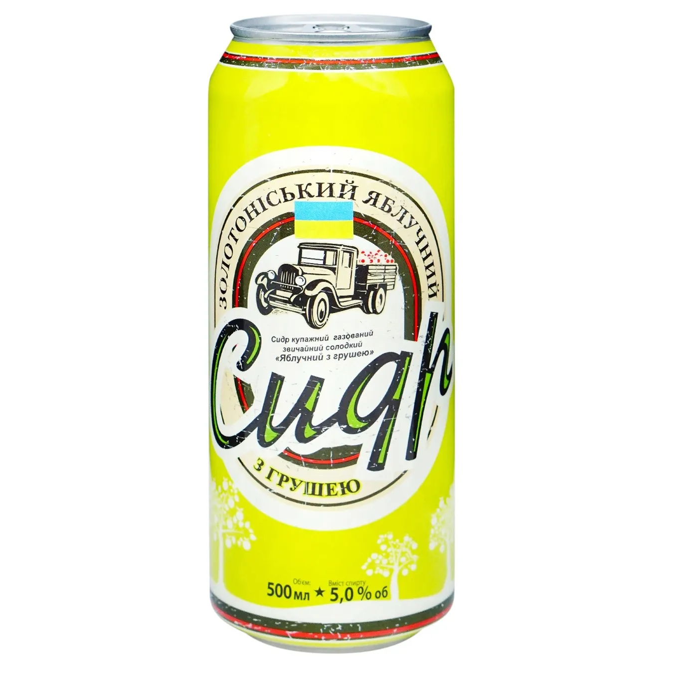 Cider Zolotonisʹkyy yabluko, sweet pear 5% 0,5l can