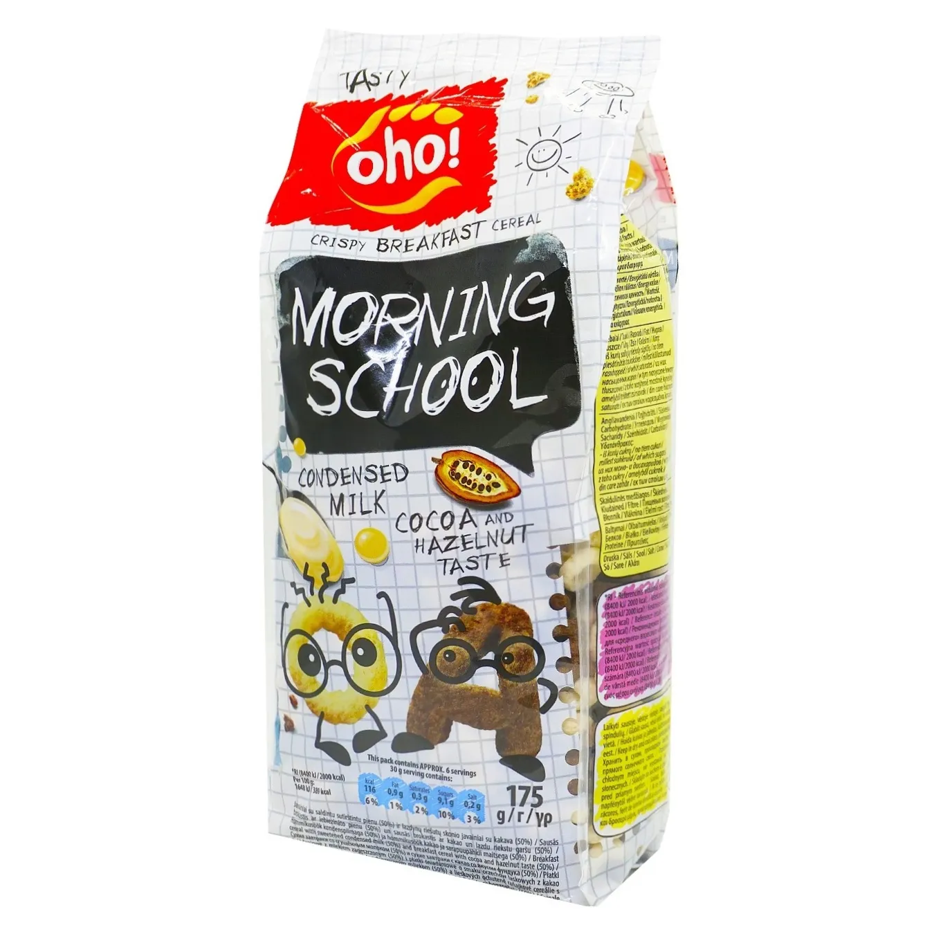 Сніданок сухий Oho Morning School зі згущеним молоком какао зі смаком фундуку 500г