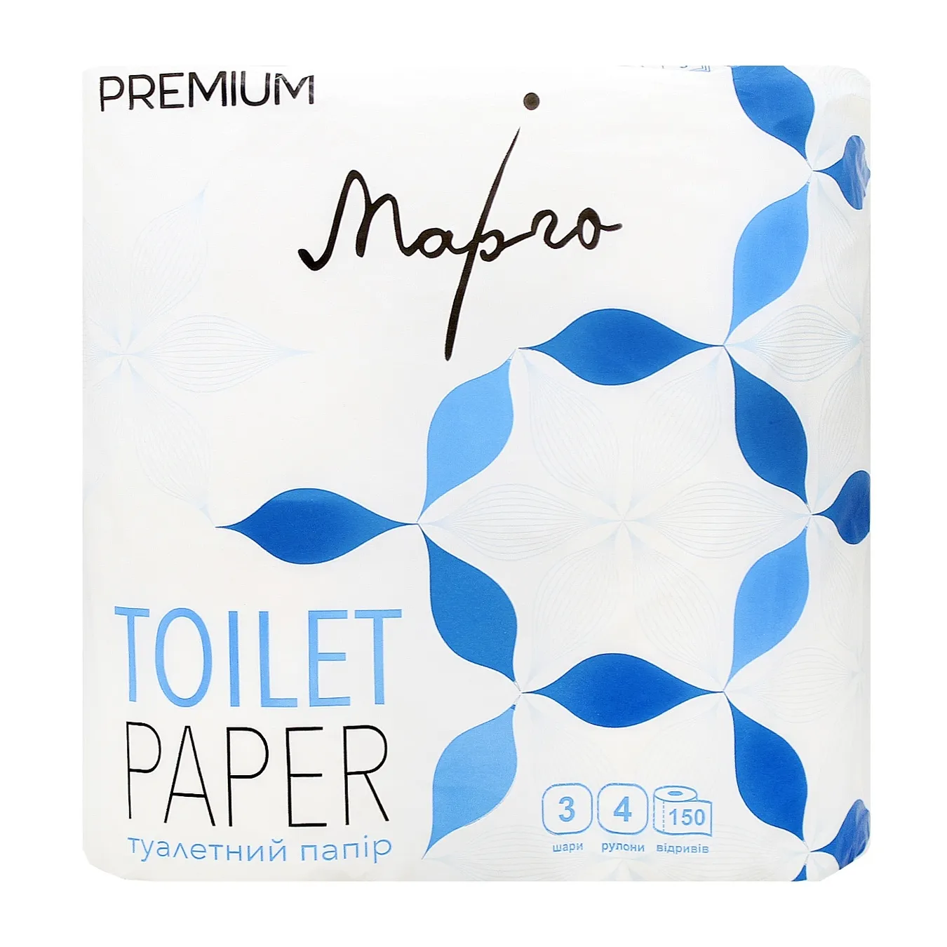 Margo Premium White Three-Ply Toilet Paper 4pcs