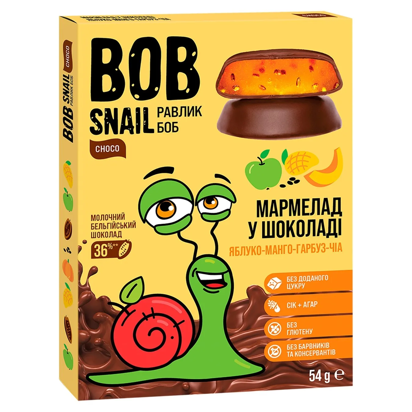 Мармелад Bob Snail яблуко-манго-гарбуз-чіа без цукру 54г