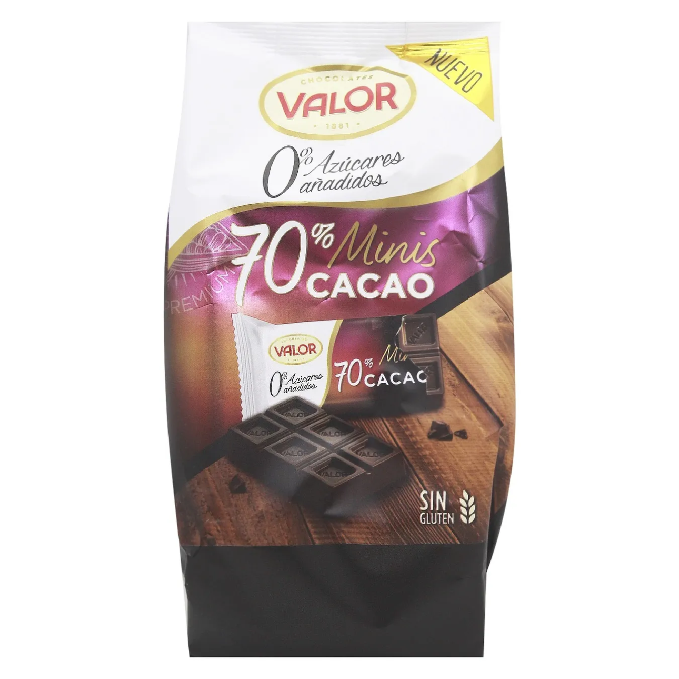 Батончик Valor чорний шоколад 70% без цукру 144г