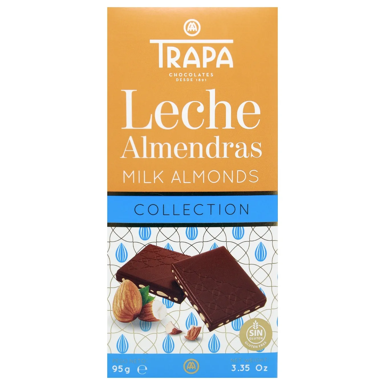 Trapa Collection milk chocolate with almonds 95g