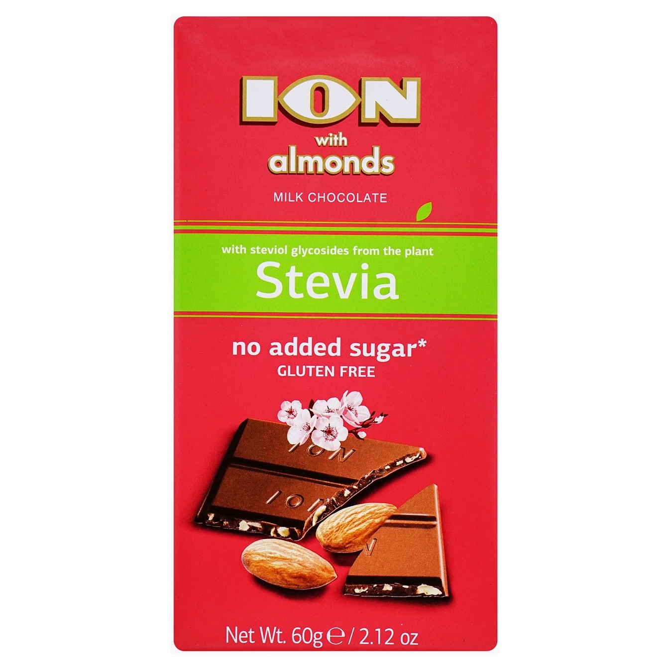 Шоколад Ion без цукру з мигдалем молочний 60г