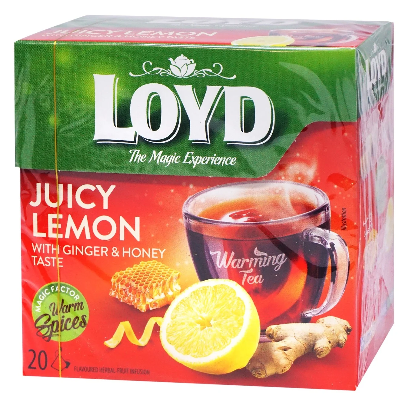 Чай розігріваючий LOYD трав'яний Соковитий Лимон з додатком імбиру та меду 2г*20шт