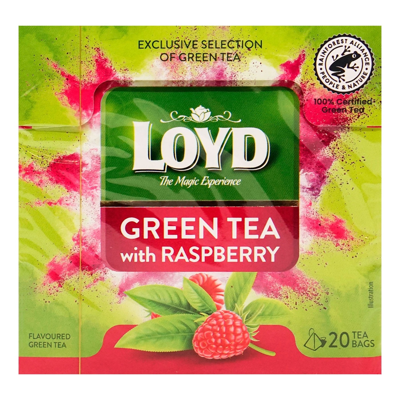 Чай зелений LOYD зі смаком малини 1,5г*20шт