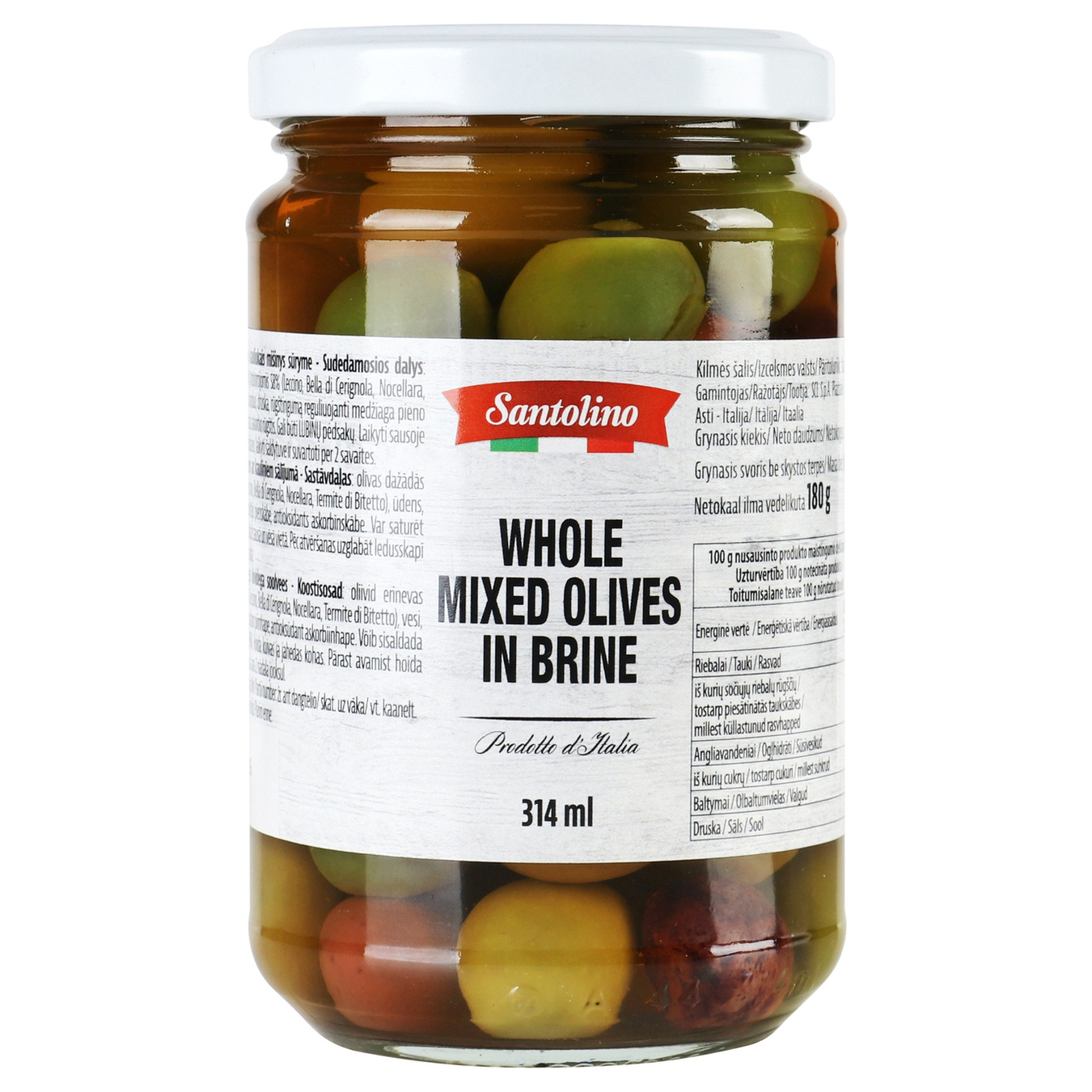 Santolino olives mix with stone in brine canned 310g