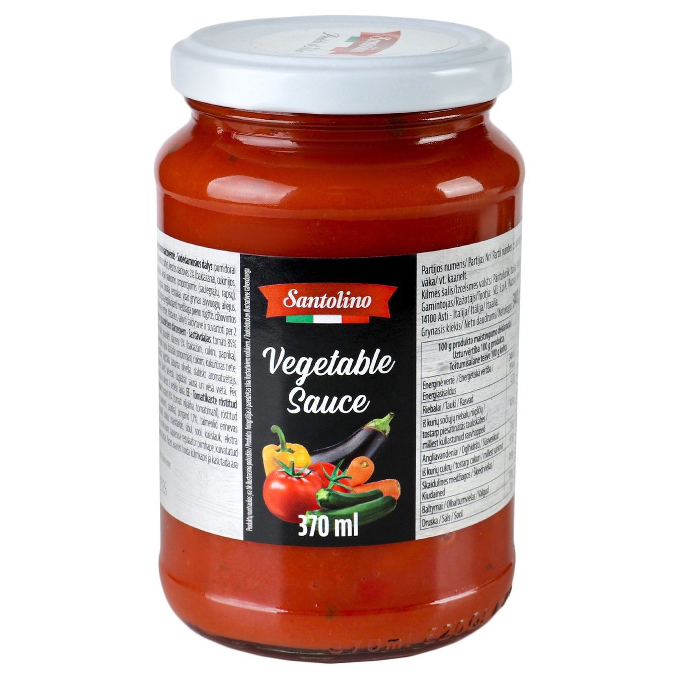 Соус Santolino томатный с обжаренными овощами пастеризованный 370г 2