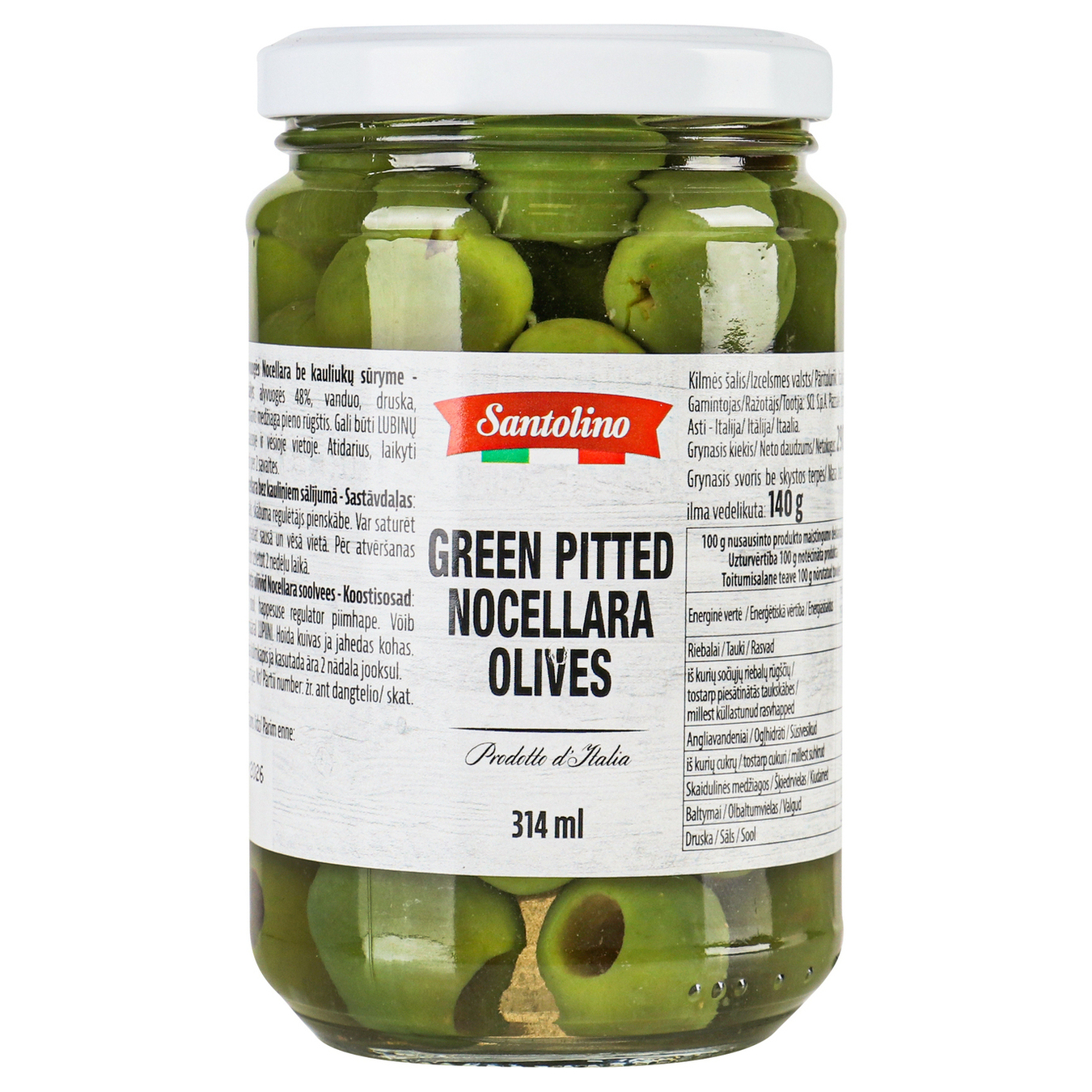 Оливки Santolino зеленые без косточки 290г