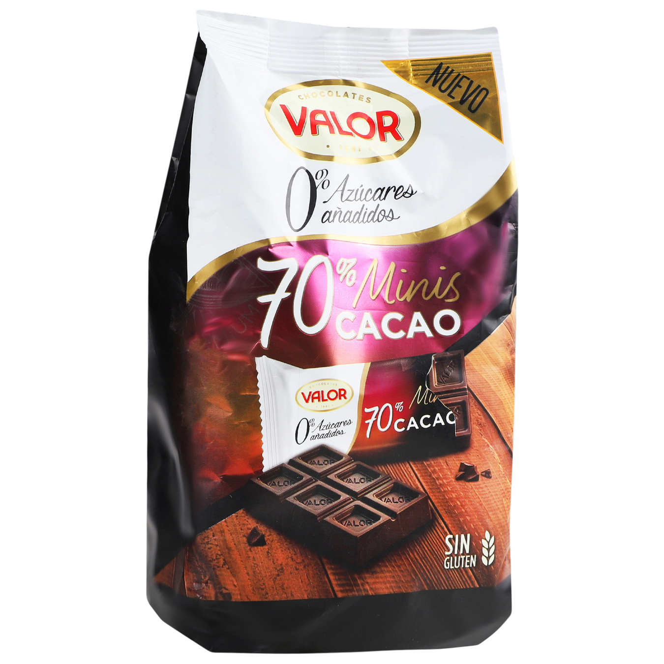 Батончик Valor чорний шоколад 70% без цукру 144г 2