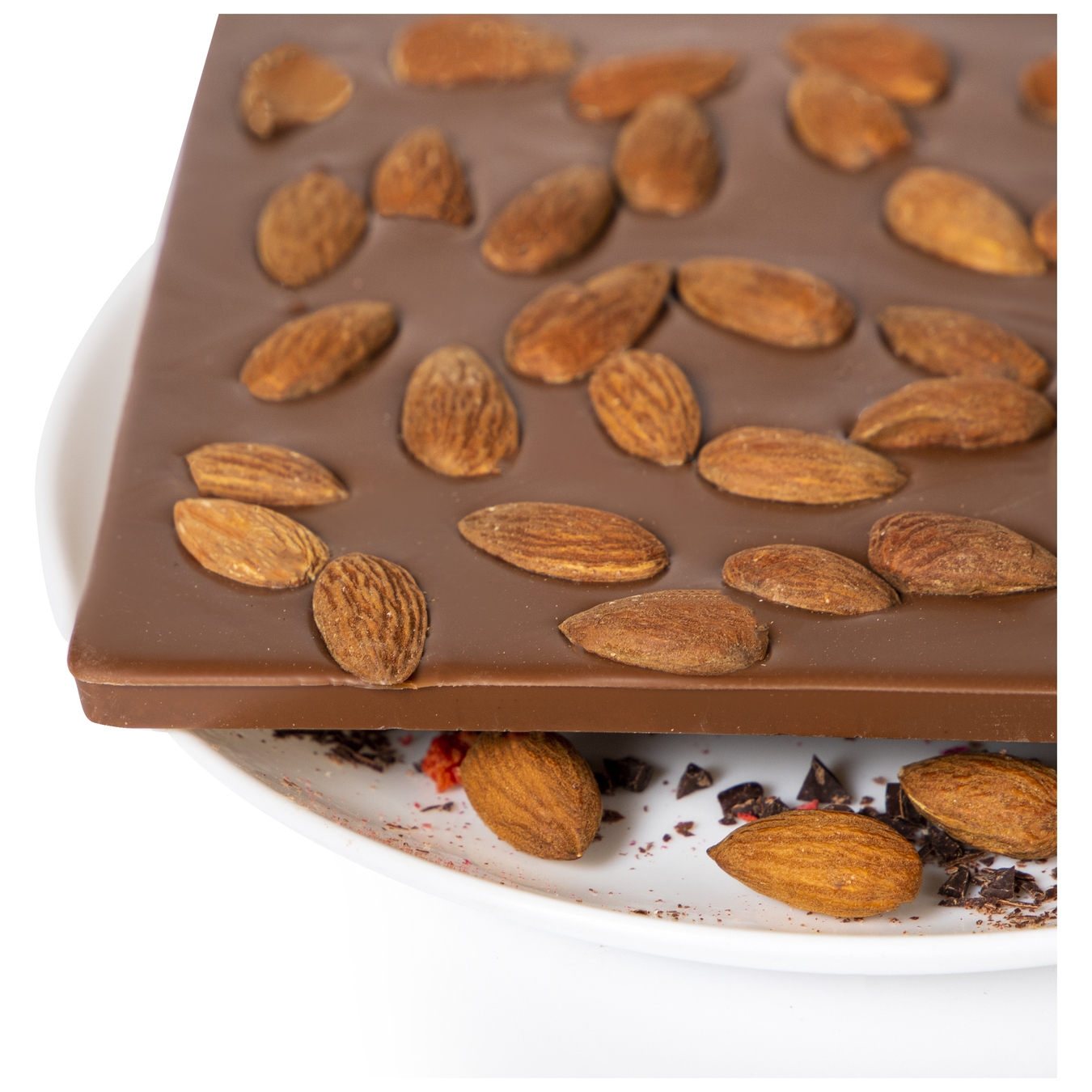 Chocolate plate Masters of milk chocolate with almonds