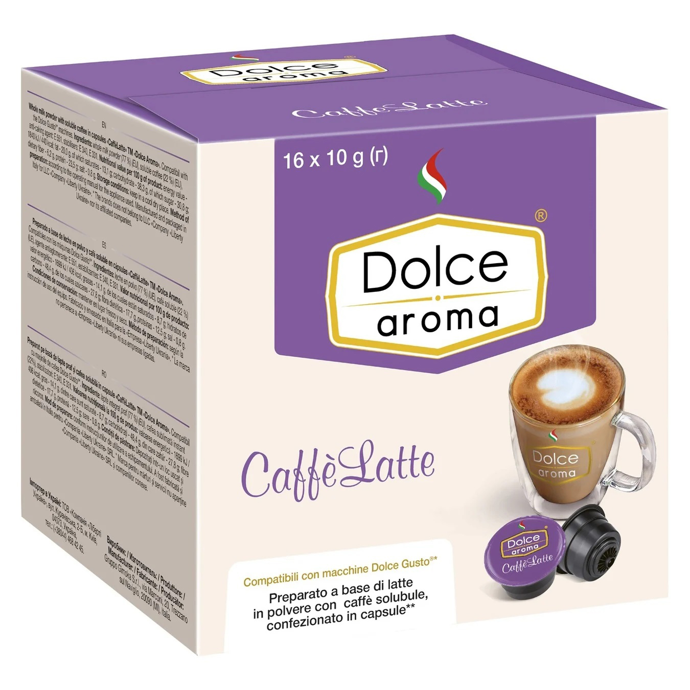 Coffee in capsules Dolce Aroma CaffèLatte 16 pcs