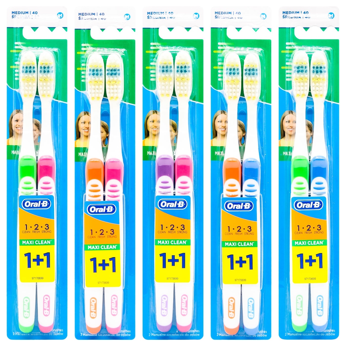 Toothbrush 1 2 3 maxi Klin 40 medium Oral_B 2 pcs 2