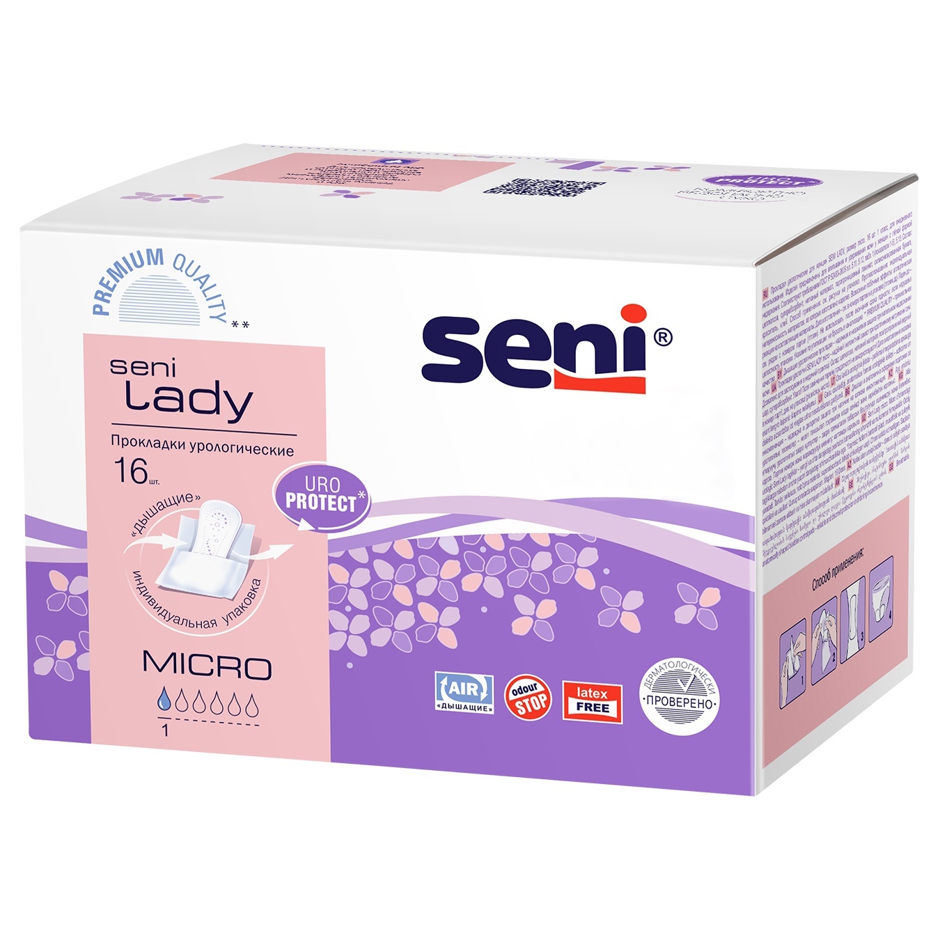 Seni lady micro urological pads. 16 pcs
