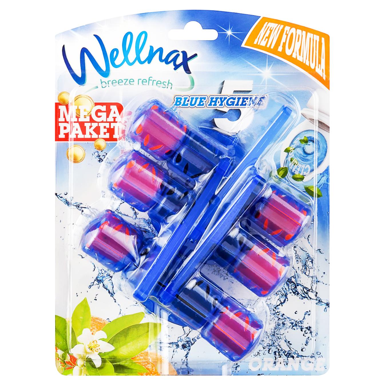 Блок для унитаза Wellnax-3 Mega Синяя вода Цветущий Апельсин 3*50г