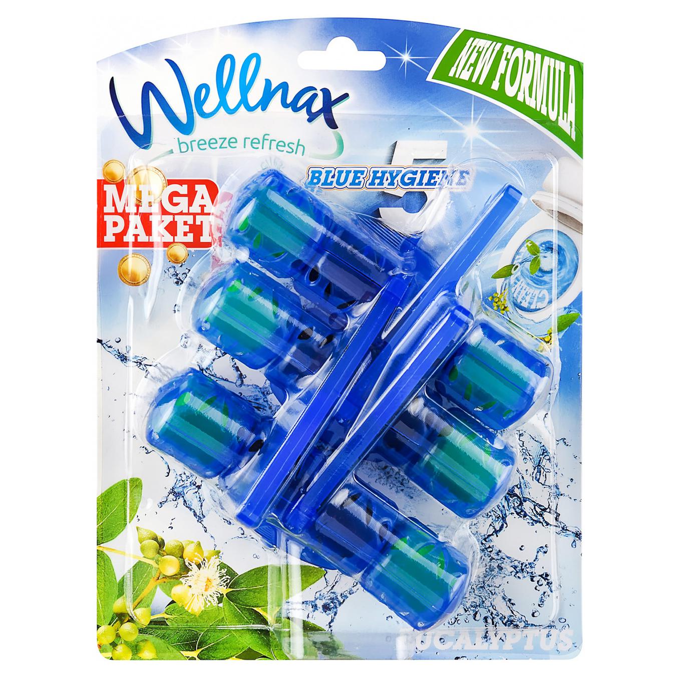 Блок для унитаза Wellnax-3 Mega Синяя вода Эвкалипт 3*50г