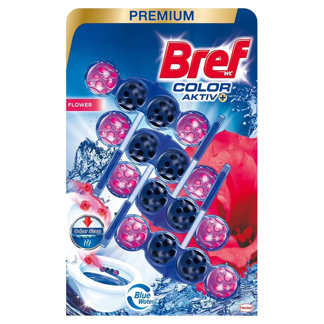 Блок Bref для унитаза Цветочная свежесть цветная вода 50г 4шт