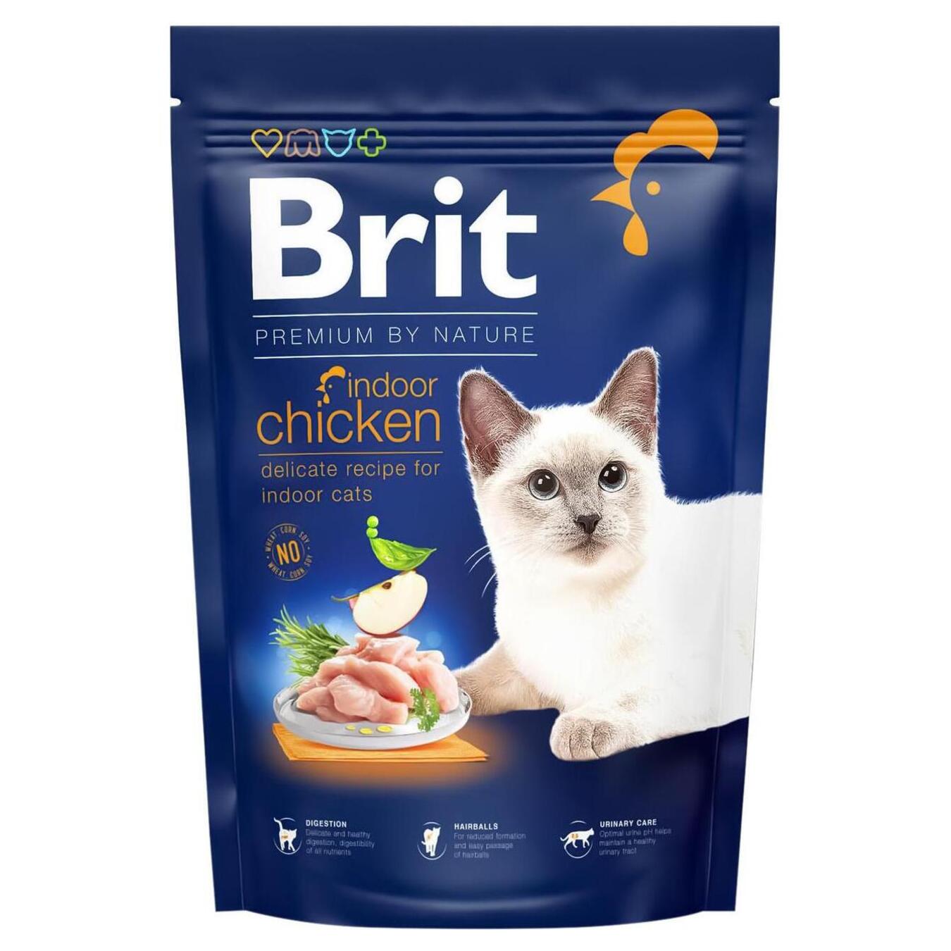 Корм Brit Premium Cat Indoor для котів які живуть в приміщенні курка сухий 1,5кг