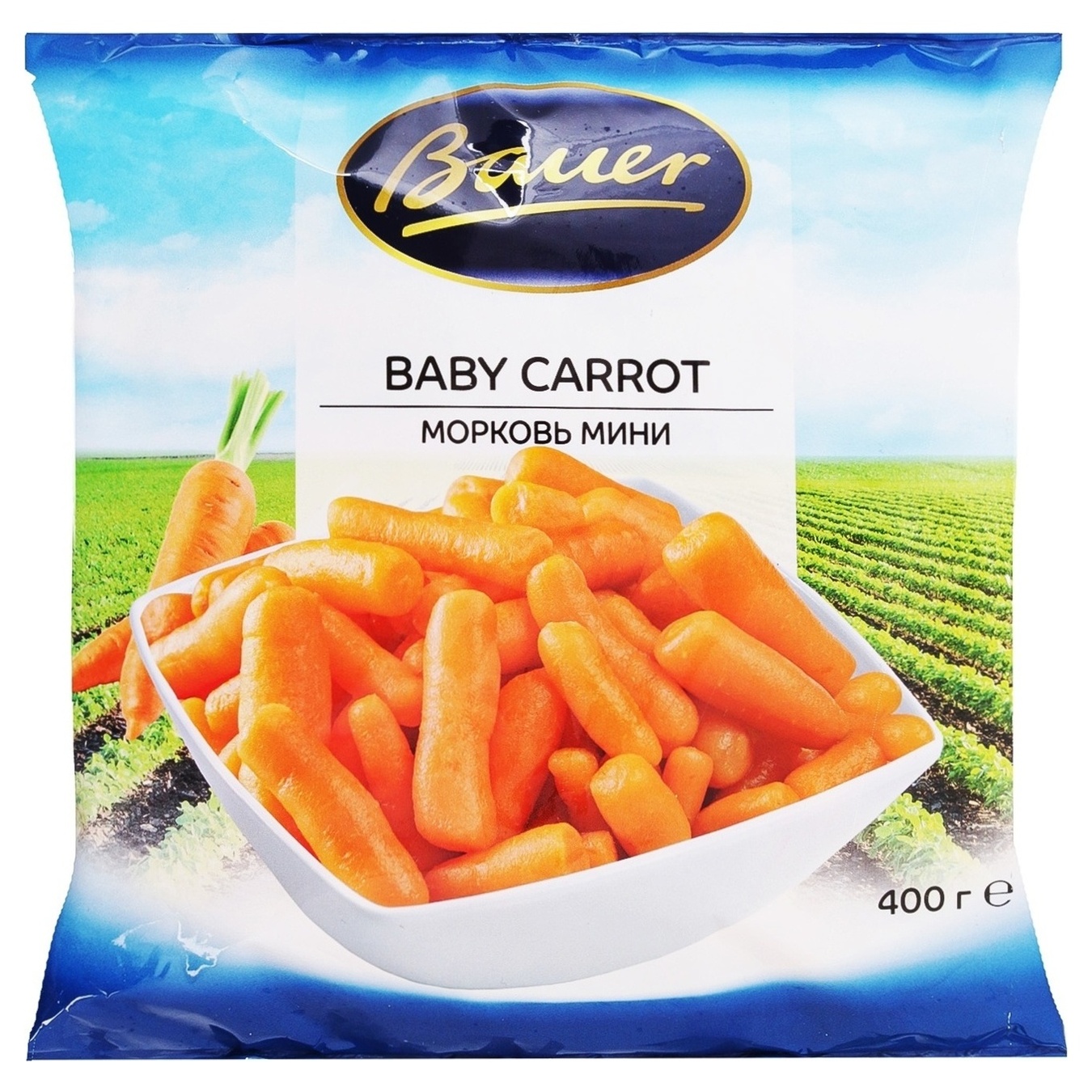 Заморожені моно-овочі Bauer Міні-морква 400г