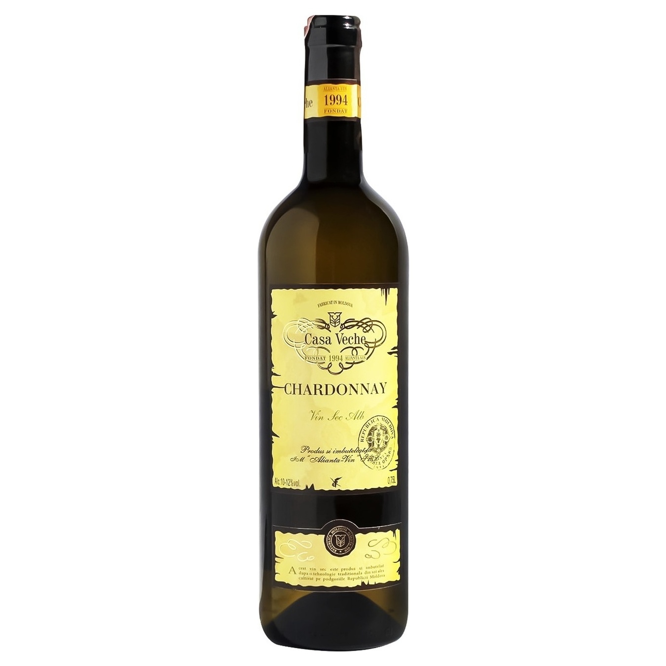 Casa Veche Chardonnay white dry wine 10-12% 0.75 l