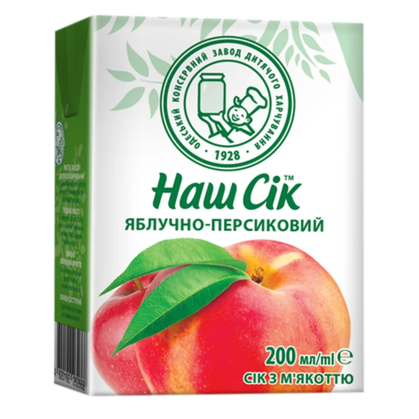 Сік Наш Сік яблучно-персиковий 200мл