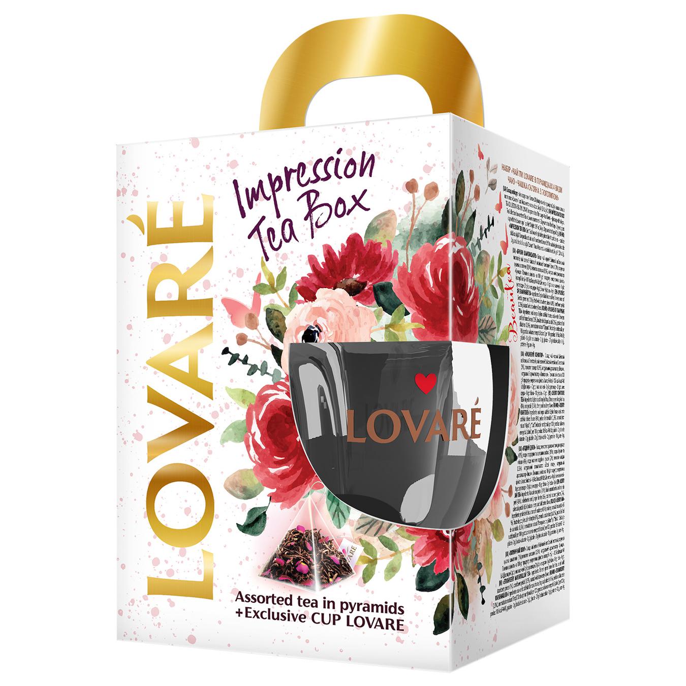 Набор Коллекция чаев LOVARE Impression tea box 4 вида пирамидок по 7шт + чашка с логотипом 56г