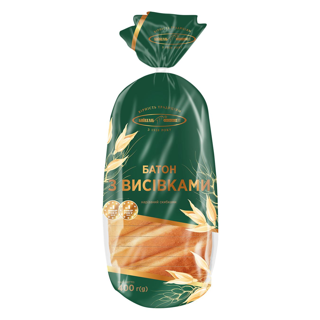 Батон з висівками Київхліб нарізаний скибками упаковка 400г