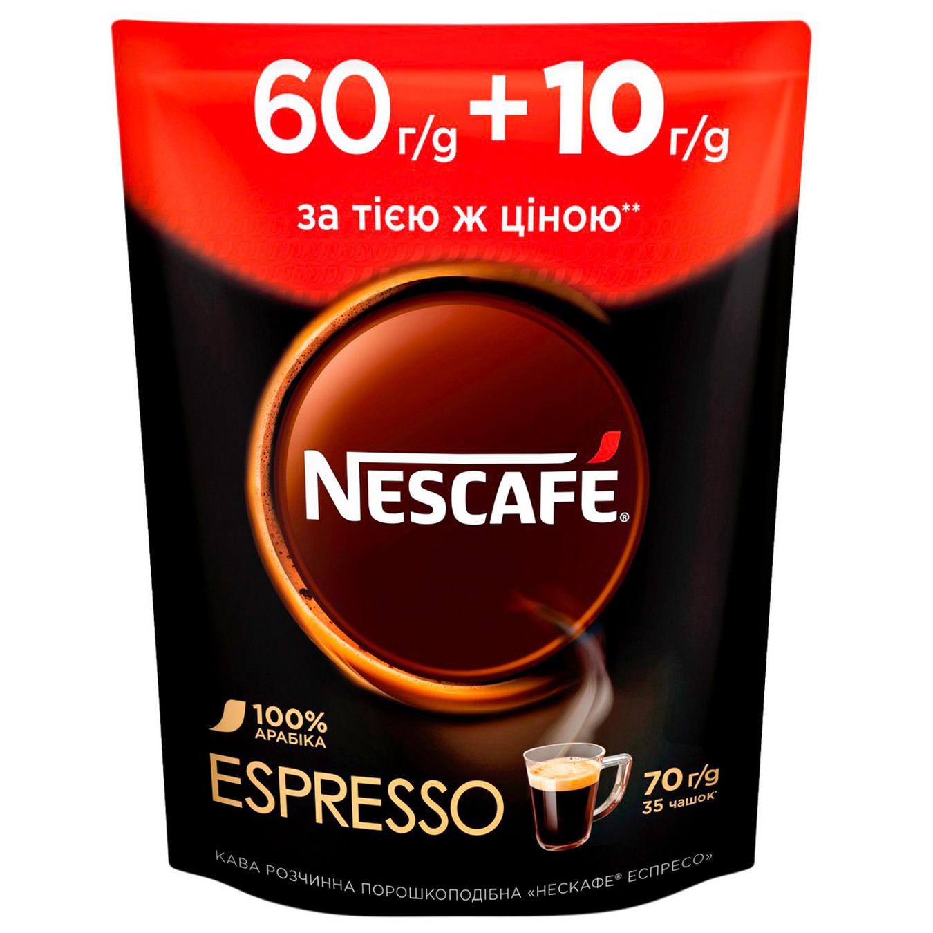 Кофе Nescafe Эспрессо мягкая упаковка 60г+10г