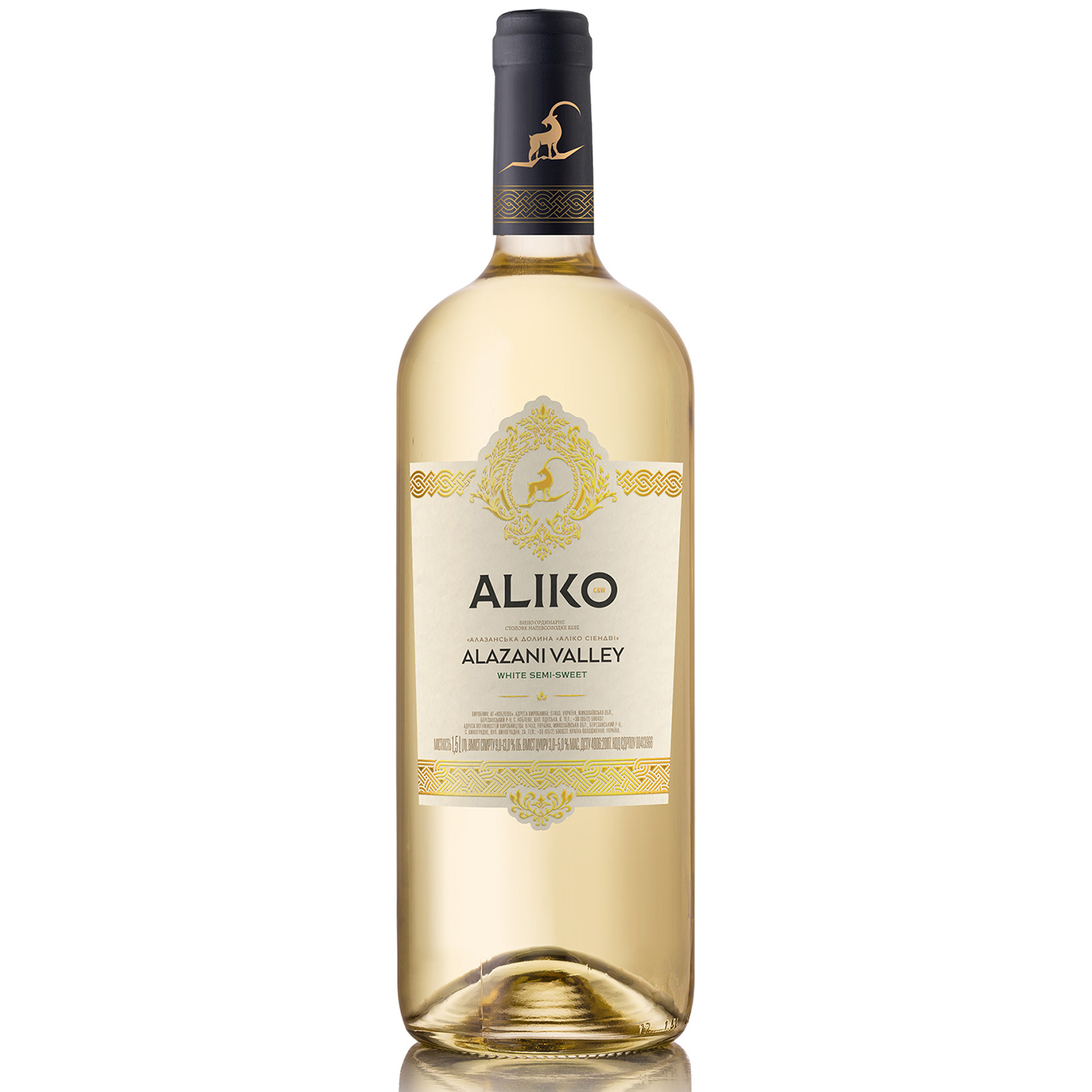 Wine Aliko Alazanskaya dolina white semi-sweet 9-13% 1.5 l