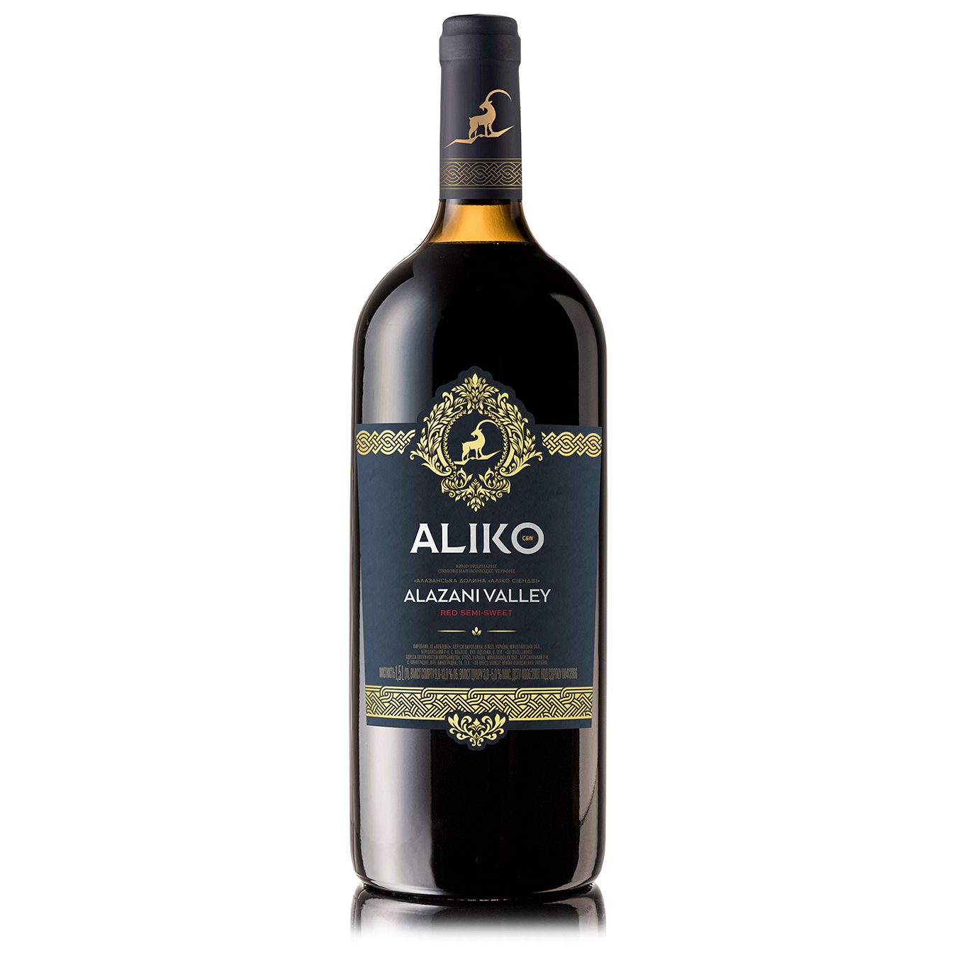 Wine Aliko Alazanska dolina red semi-sweet 9-13% 1.5 l