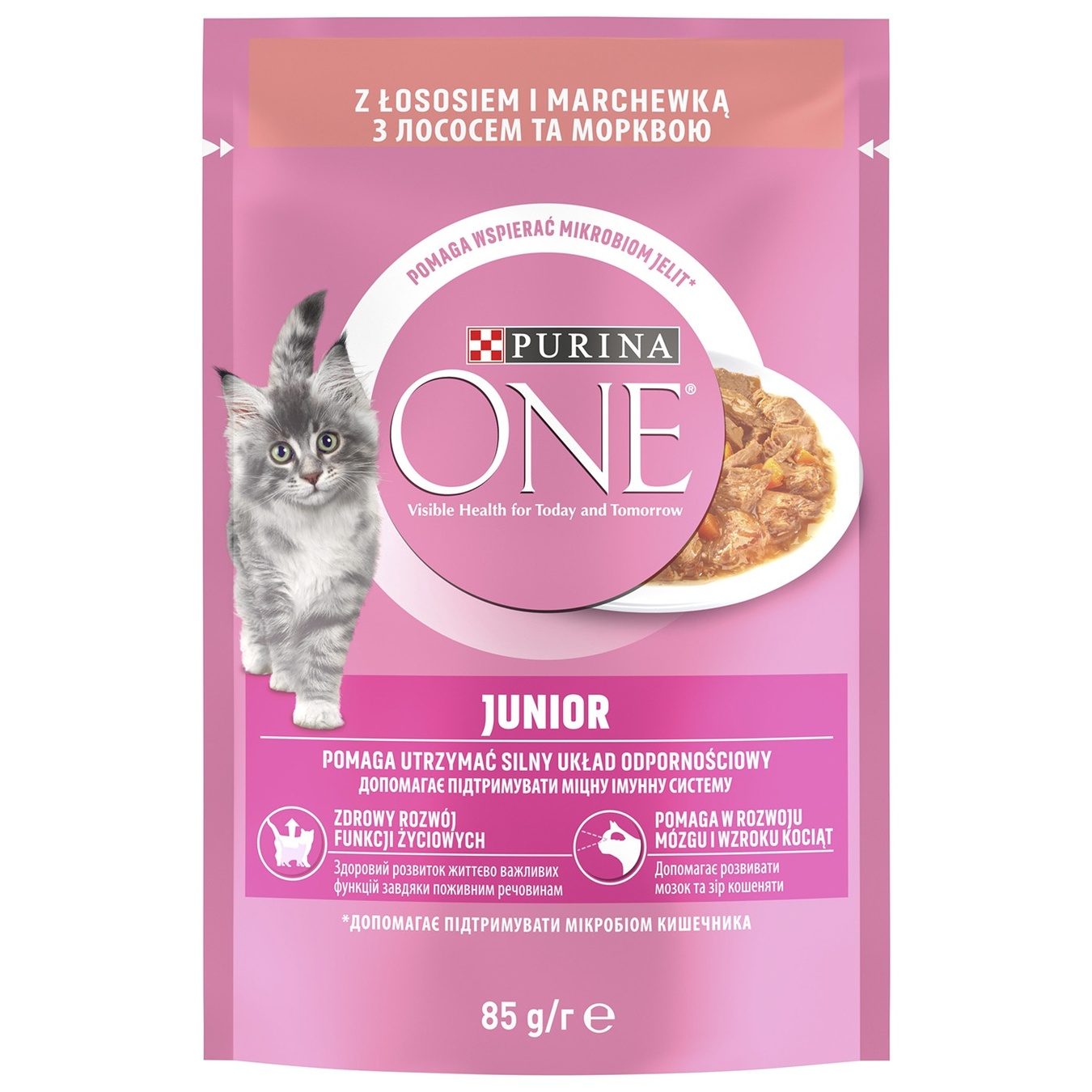 Purina One feed with salmon and carrots in sauce for kitten 85g