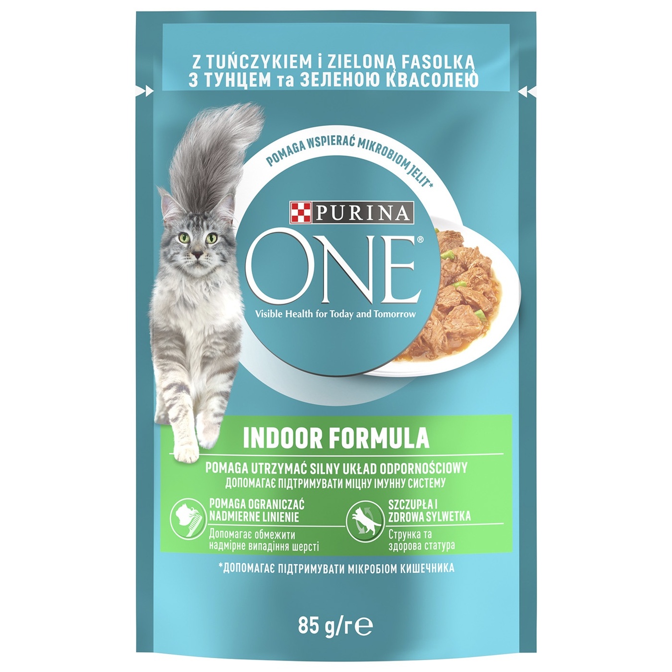 Purina One Indoor Formula Cat Food Tuna and Green Beans in Sauce 85g