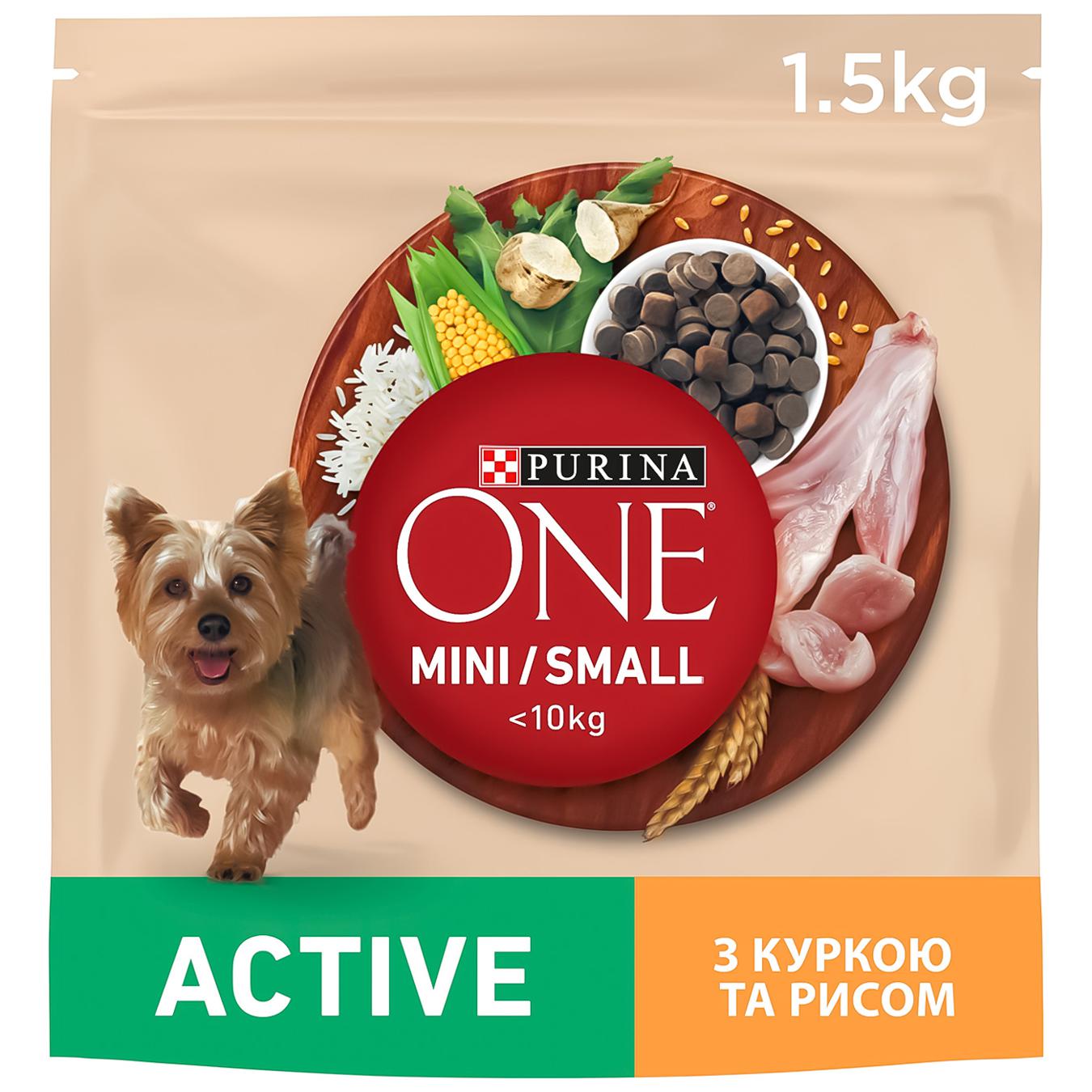 Purina One MINI Active for dogs with chicken and rice dry food 1,5kg